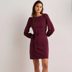 Anthropologie Boden Maroon‎ Belted Mini Dress Size 12L